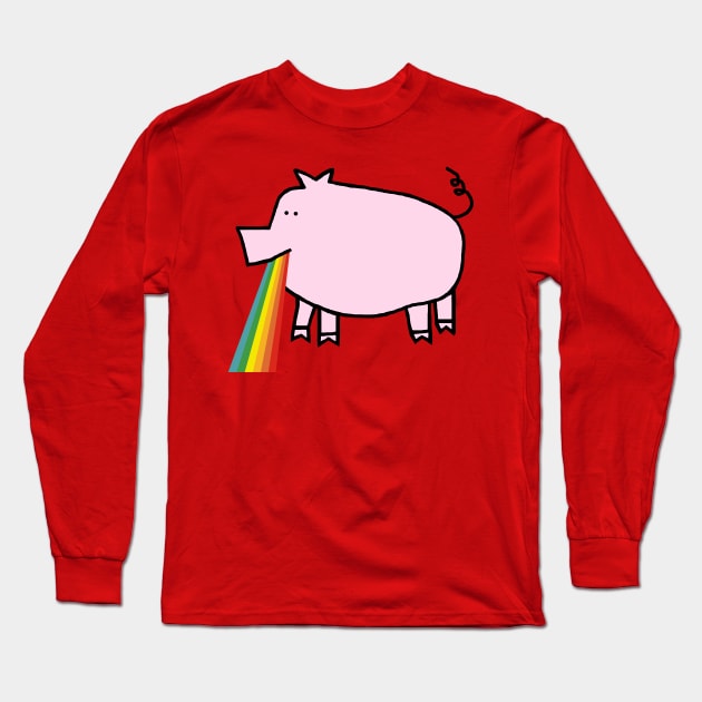 Animals with Rainbow Puke Pink Pig Long Sleeve T-Shirt by ellenhenryart